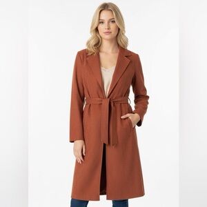 Vintage burnt orange belted trench coat ultra suede fabric size small